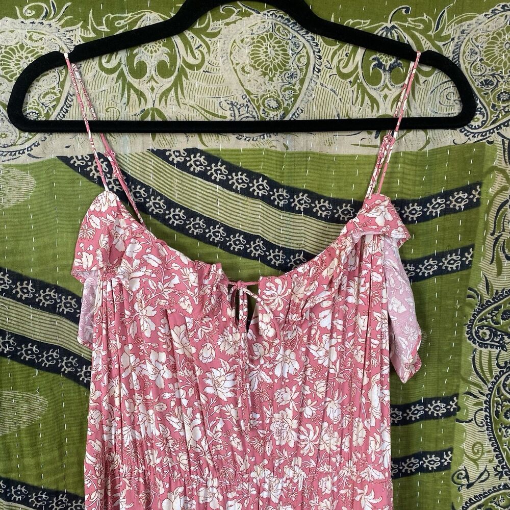 J. Crew Dark Flamingo Tossed Floral Tiered Maxi Dress Size Medium - Picture 4 of 16